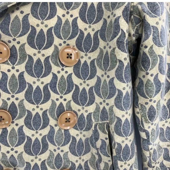 Fossil Women’s Peacoat Wool Blend Tan Floral S - Picture 4 of 5